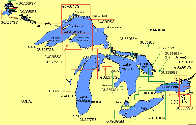 Great Lakes - Medium / Small Charts Detail Map