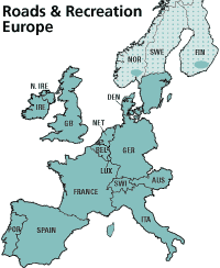 Roads & Rec Europe Coverage Map