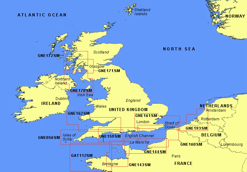 U.K. / Ireland / English Channel - Medium Charts Detail Map