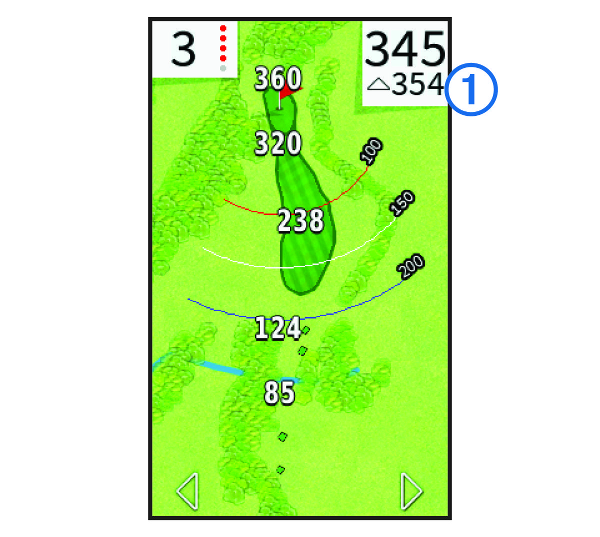 Golf hole data with a callout