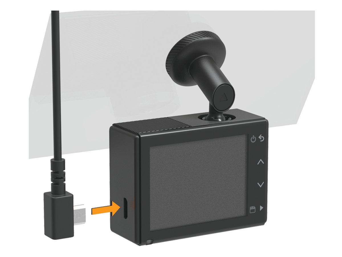 Подключение кабеля питания к разъему micro-USB на боковой панели камеры