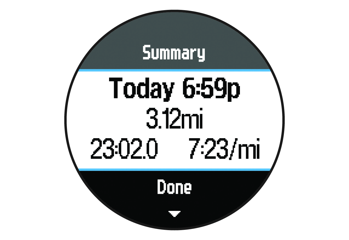Activity timer with run summary
