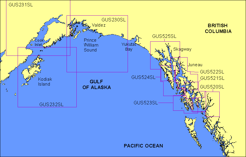Gulf of Alaska - Large Charts Detail Map