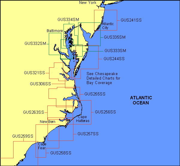 Mid-East Coast -  Medium/Small Charts Detail Map