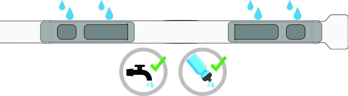 Device with water drops near the sensors