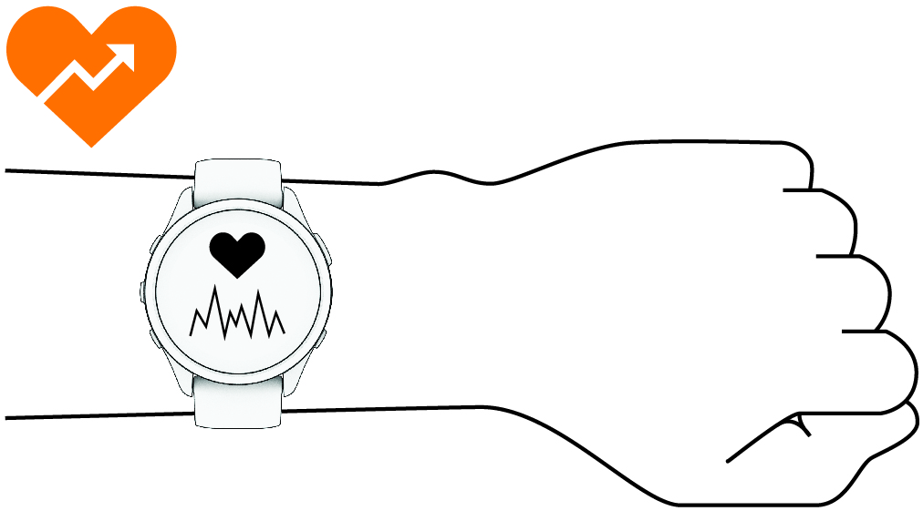 Line drawing of wrist showing correct watch placement