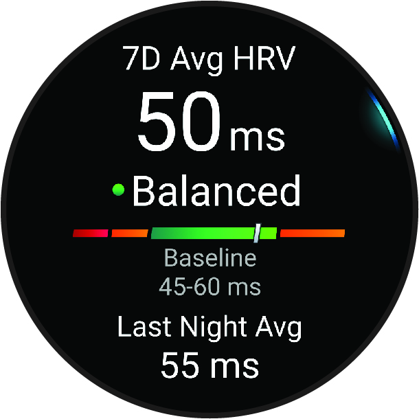 Screenshot of HRV status with data