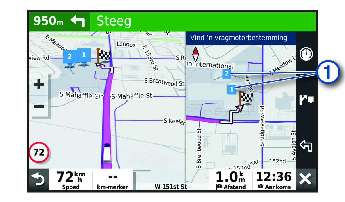Vragmotorbestemming-kaartnutsmiddel met ’n byskrif
