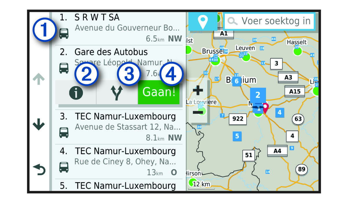 Liggingsoekresultatelys met byskrifte
