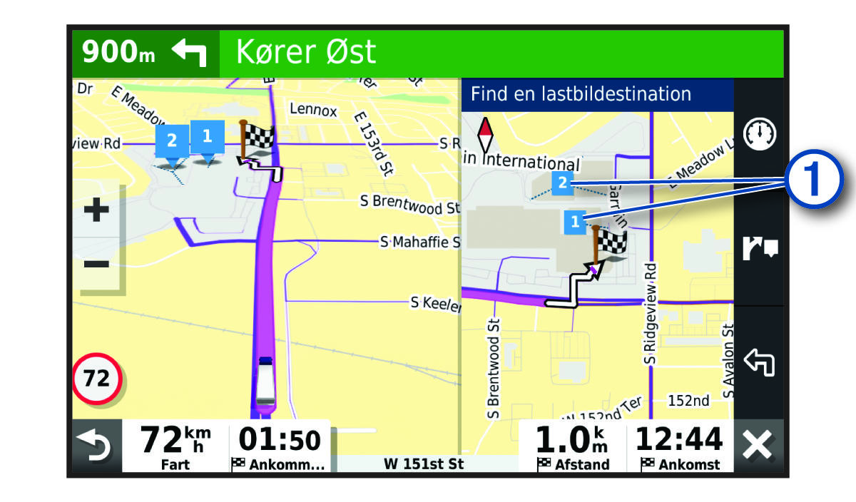 Kortværktøj til lastbildestinationer med en billedforklaring