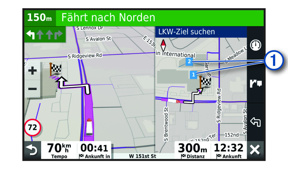 Kartenextras für LKW-Ziele mit Beschriftung