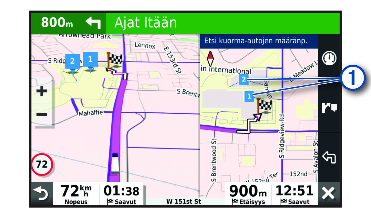 Kuorma-autojen määränpäiden karttatyökalu ja numero