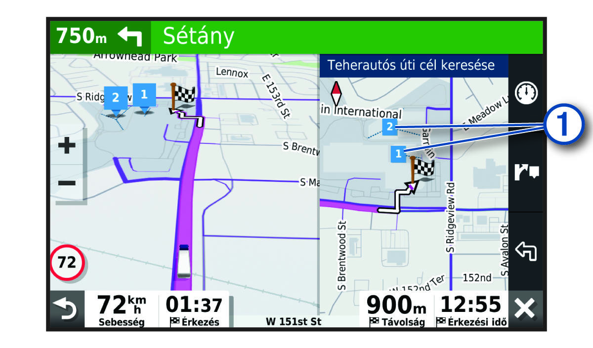 Teherautós úti célok térképeszköz jelöléssel