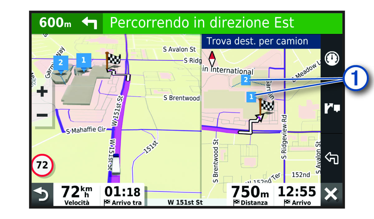 Strumento mappa delle destinazioni per camion con annotazione