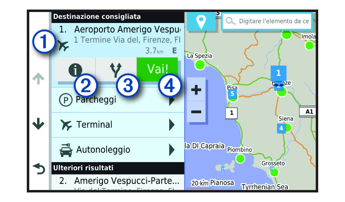 Elenco dei risultati della ricerca di località con annotazioni