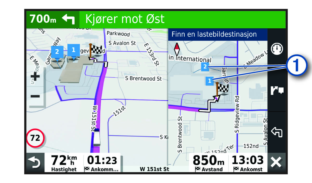 Kartverktøy for lastebildestinasjoner med en merknad