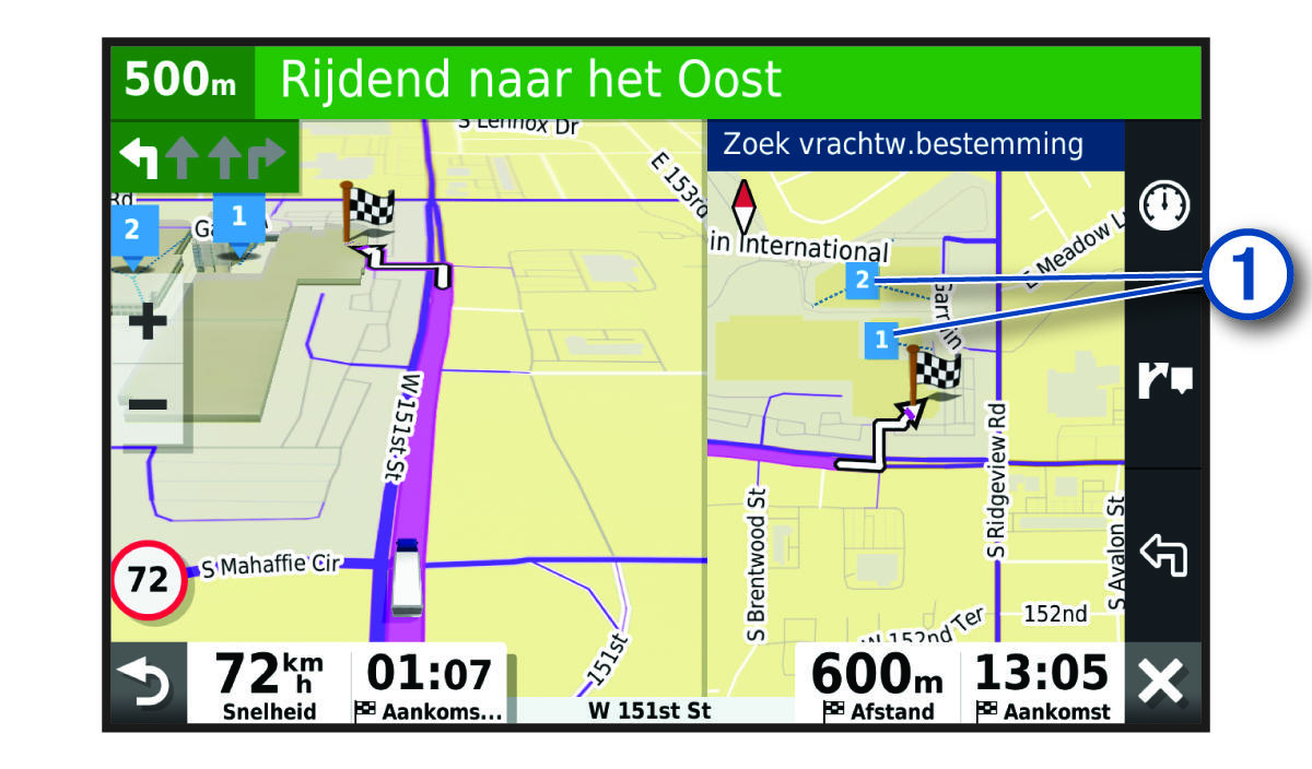 Kaartfunctie Vrachtwagenbestemming met een toelichting