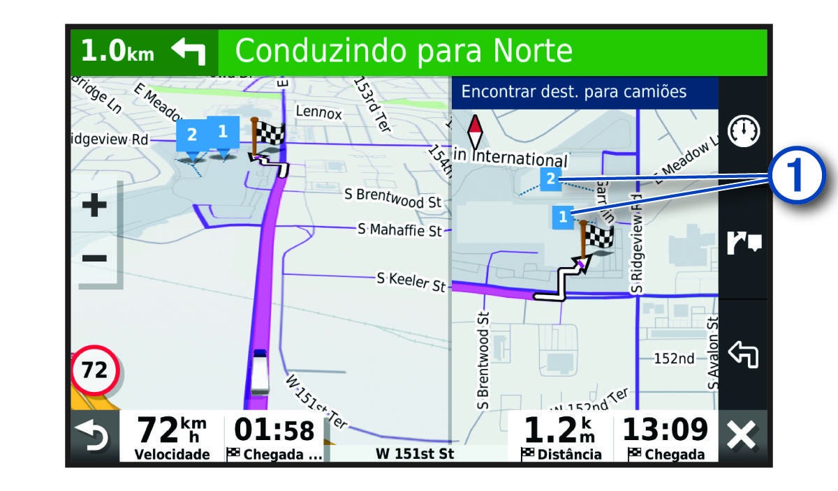 Ferramenta de mapa de destino para camiões com uma anotação