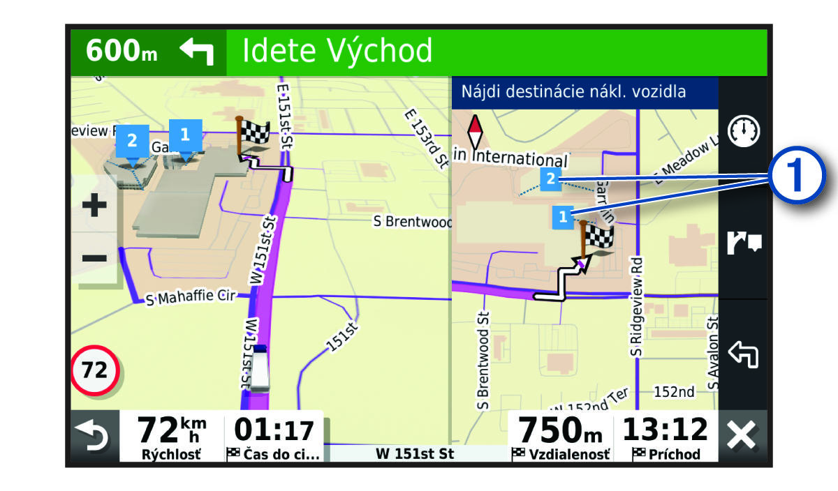Nástroj na mapovanie cieľových miest nákladného automobilu s popisom