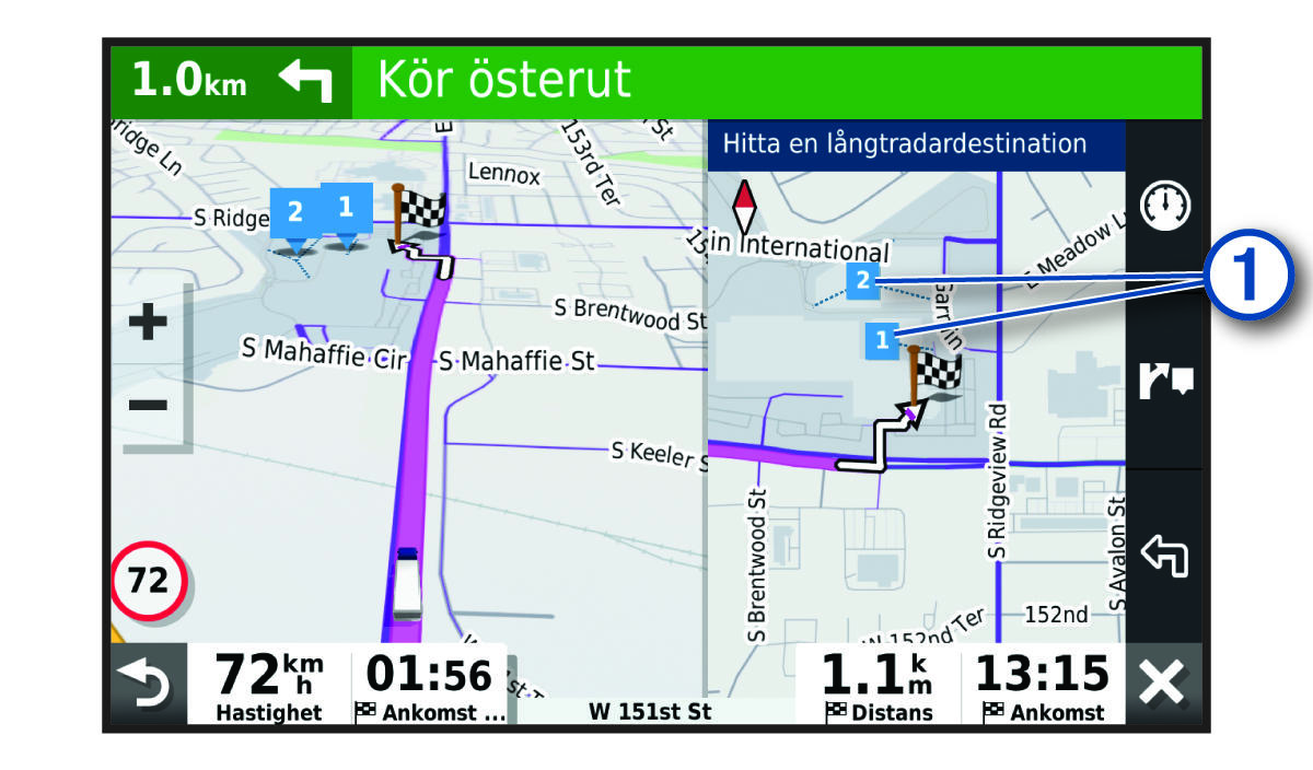 Kartverktyg för lastbilsdestination med en bildtext