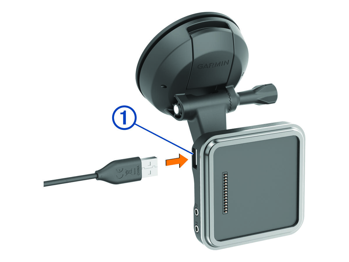USB cable connecting to the mount with a callout