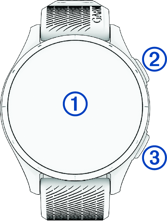 Front view of the device with callouts