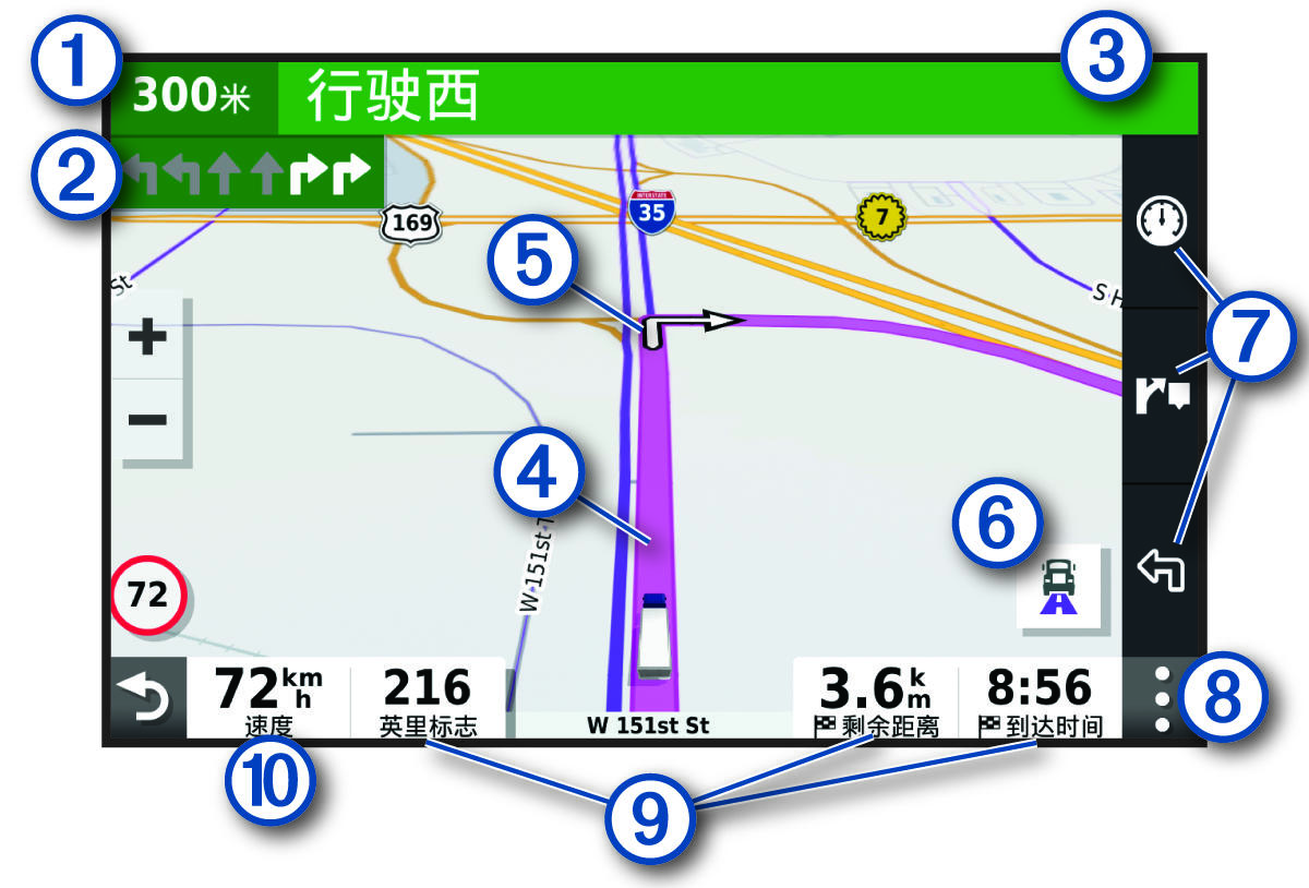 导航地图上的活动路线（带标注）