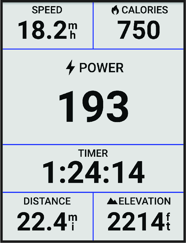 Activity timer with bike data