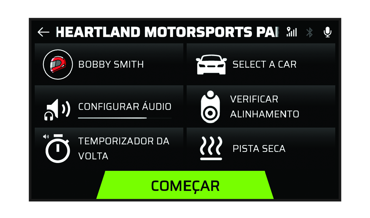 Captura de ecrã do ecrã de início de corrida