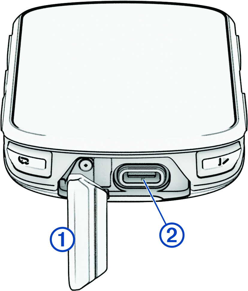 Bottom view of the device with callouts