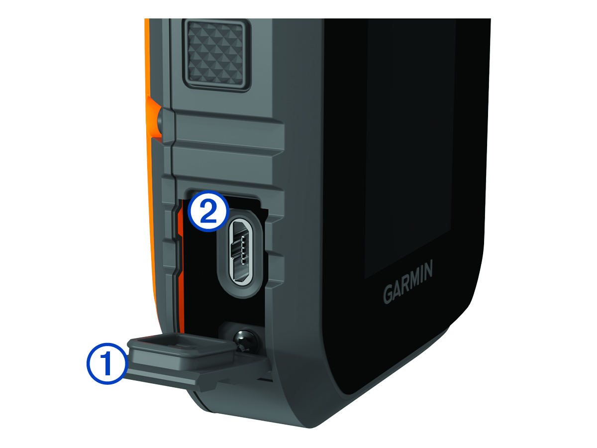 Порт USB и защитная крышка на боковой стороне устройства с обозначениями