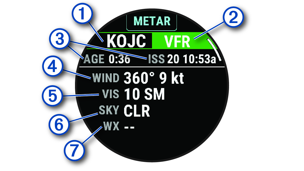 METAR data with callouts