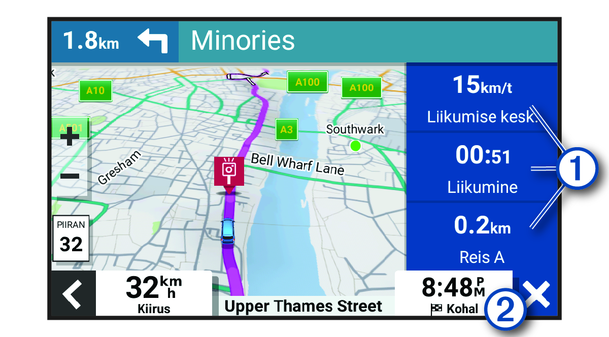 Reisiandmeväljad kaardil koos viiktekstidega