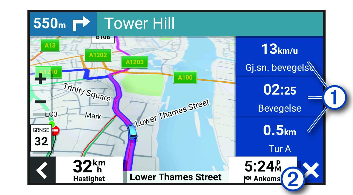 Turdatafelt på kartet med merknader