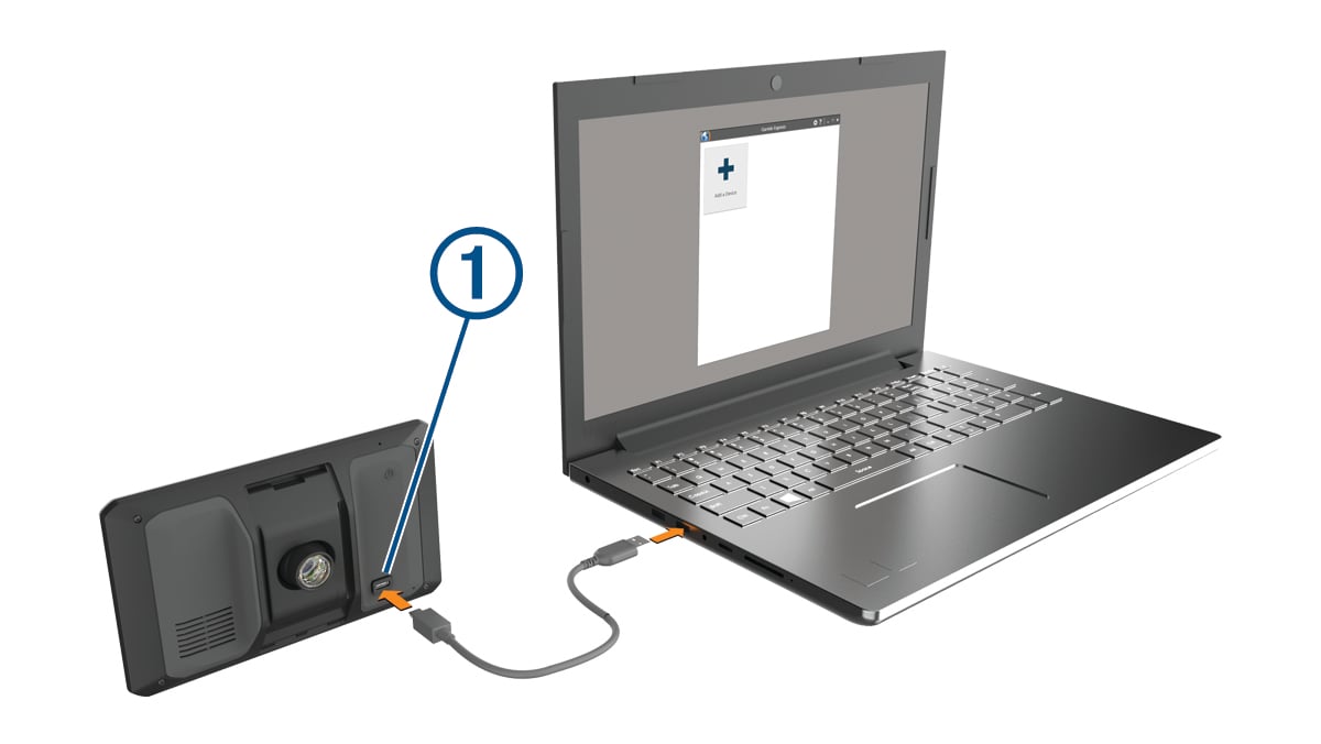Diagram of the device connected to a computer with a callout