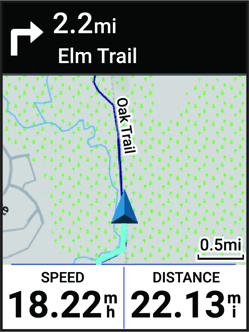 Térkép navigációs, fordulási és időzítési adatokkal
