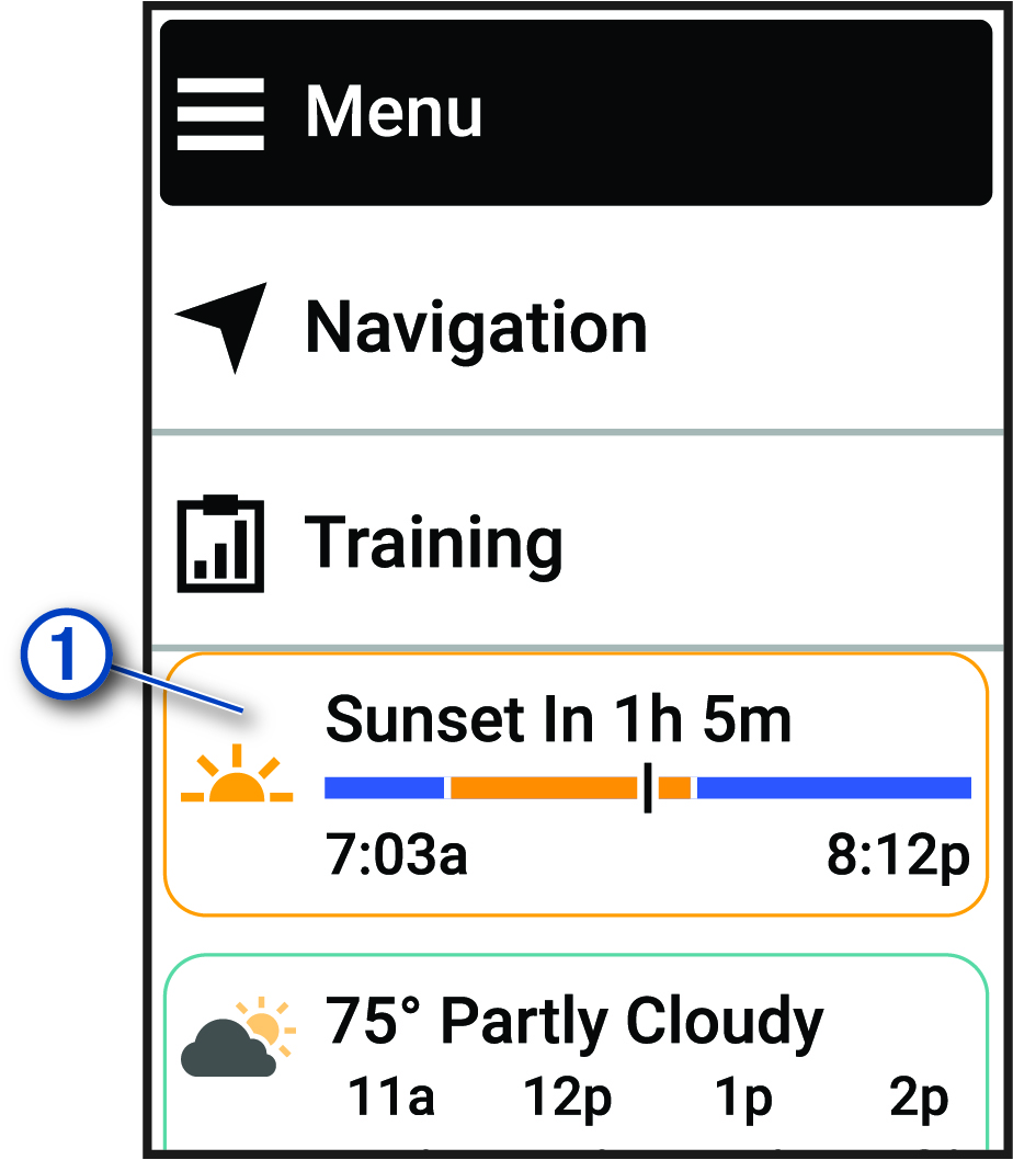 Összefoglaló nézet az eszközön, jelölésekkel