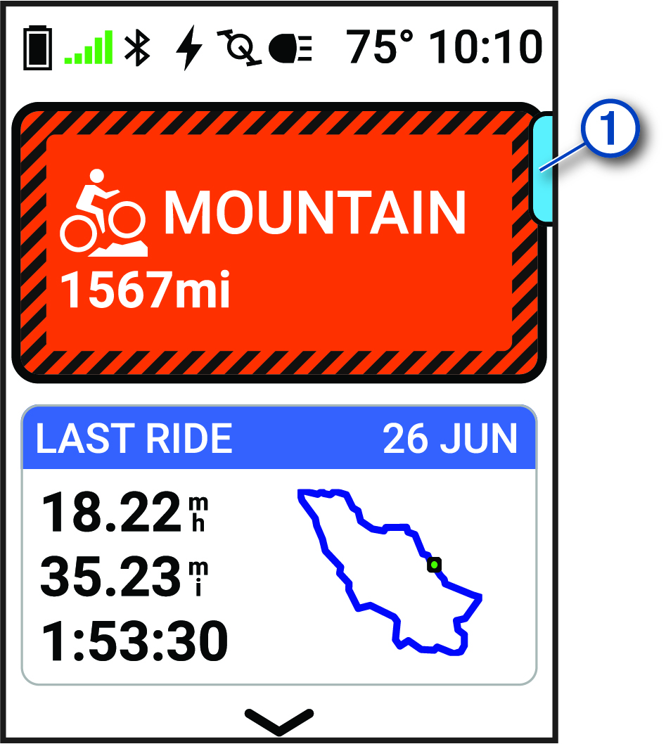 Kezdőképernyő menütálcával és jelöléssel