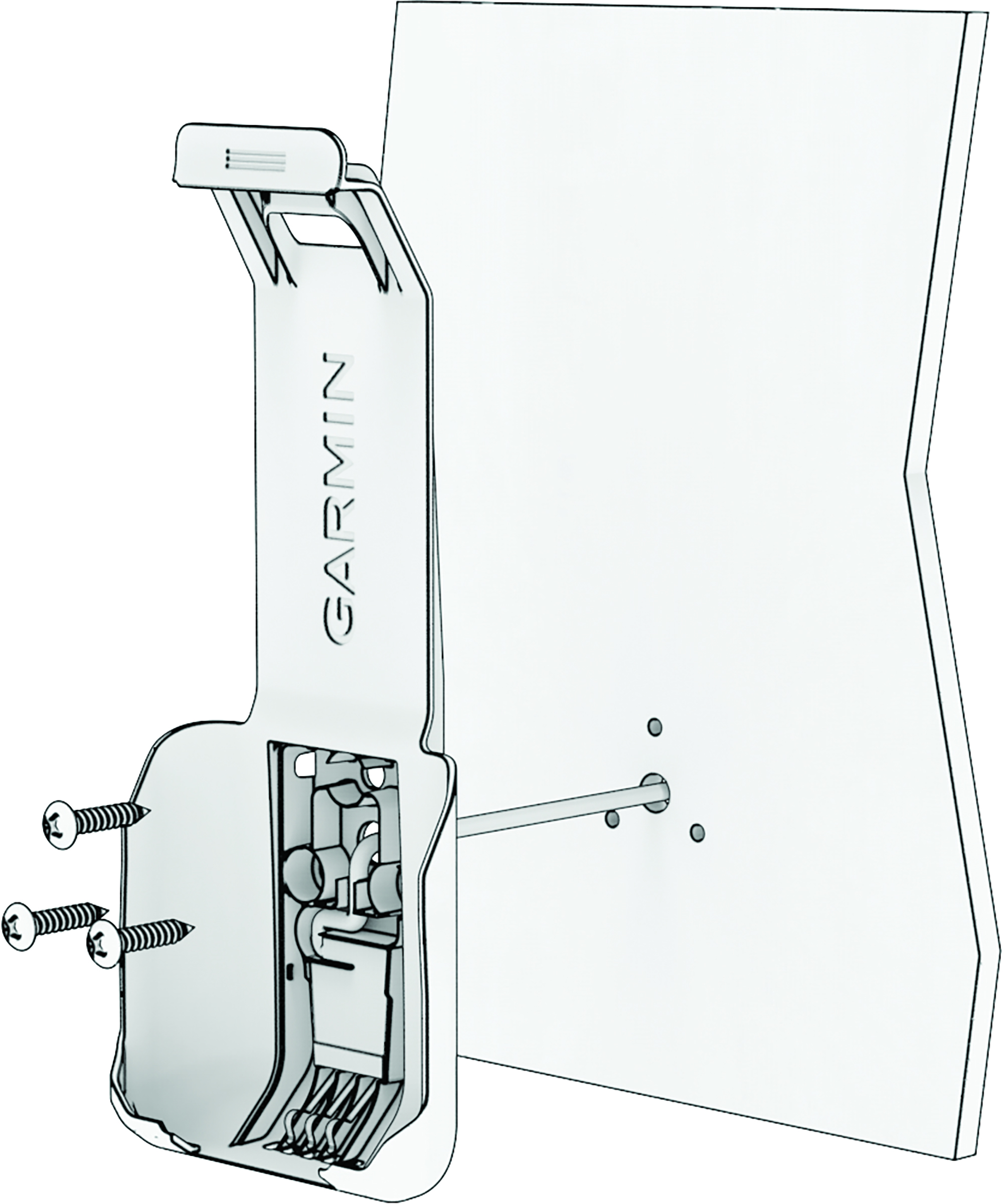 Exploded view of cradle with screws