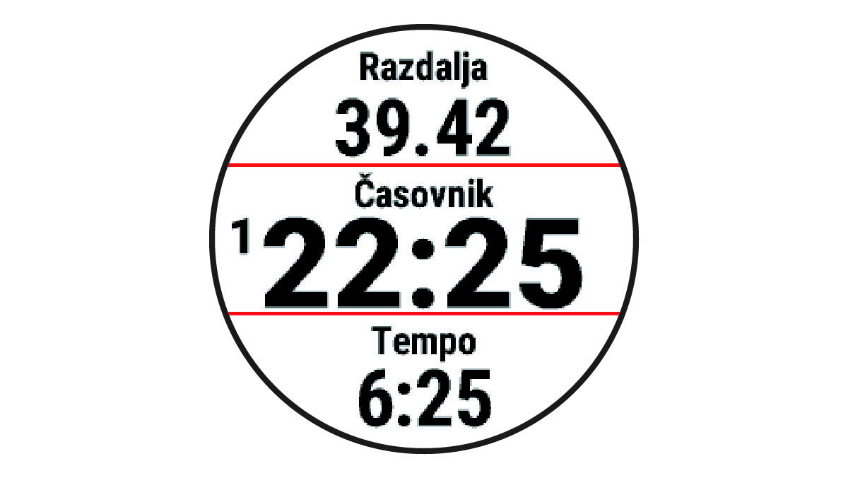 Časovnik dejavnosti s podatki o teku