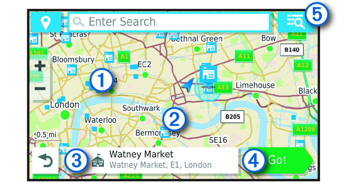 Search results map with callouts