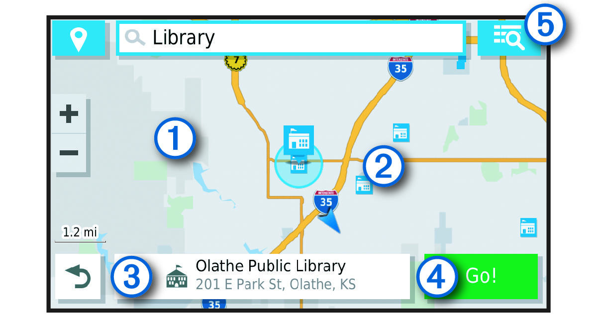 Search results map with callouts