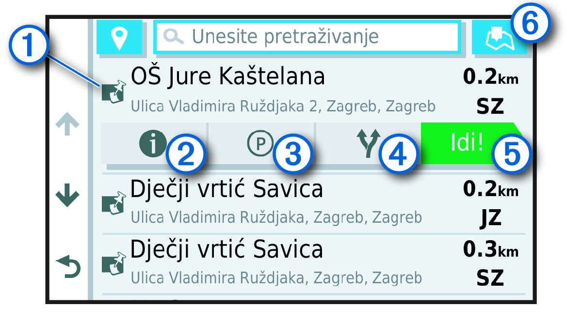 Rezultati pretraživanja na popisu s legendom