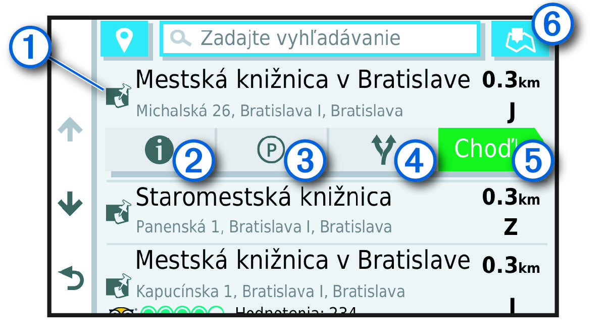 Zoznam výsledkov vyhľadávania s popismi