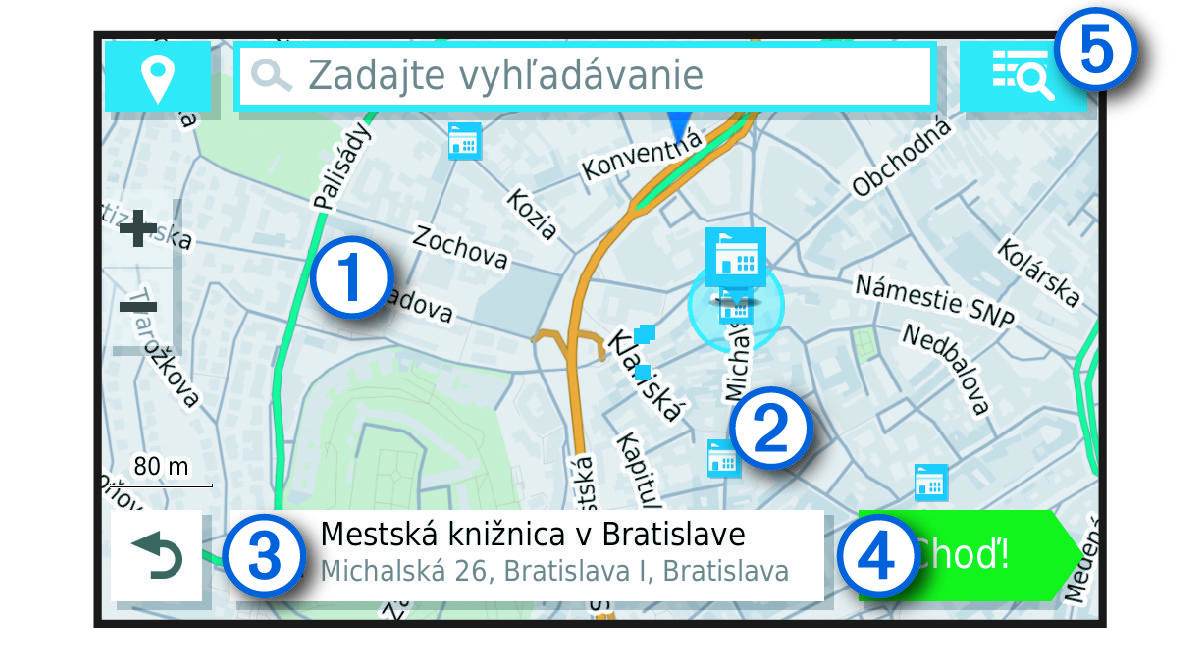 Mapa výsledkov vyhľadávania s popismi