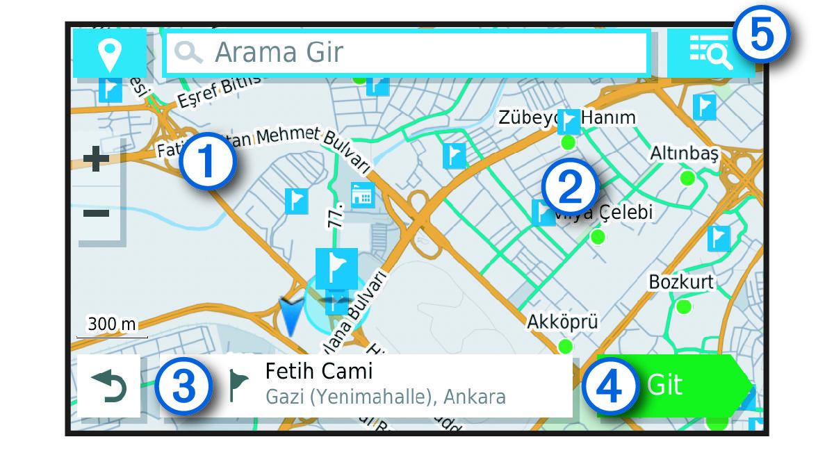 Açıklamalarla birlikte arama sonuçları haritası