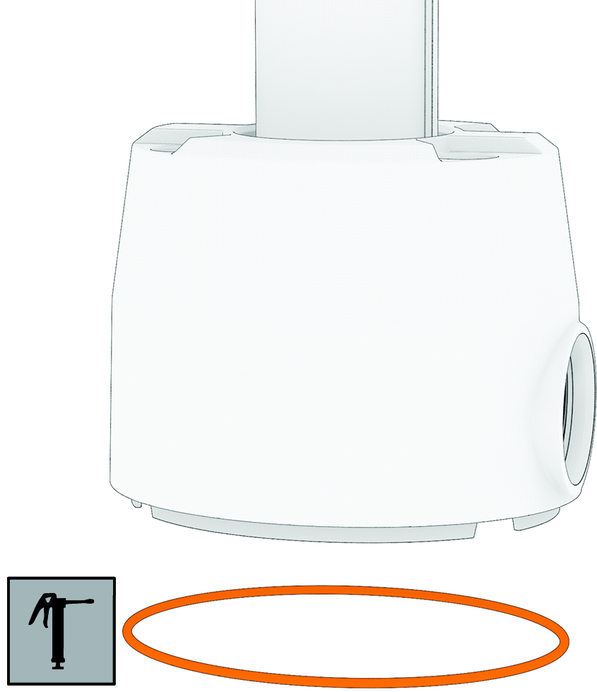 Exploded view of the large O-ring on the shaft base