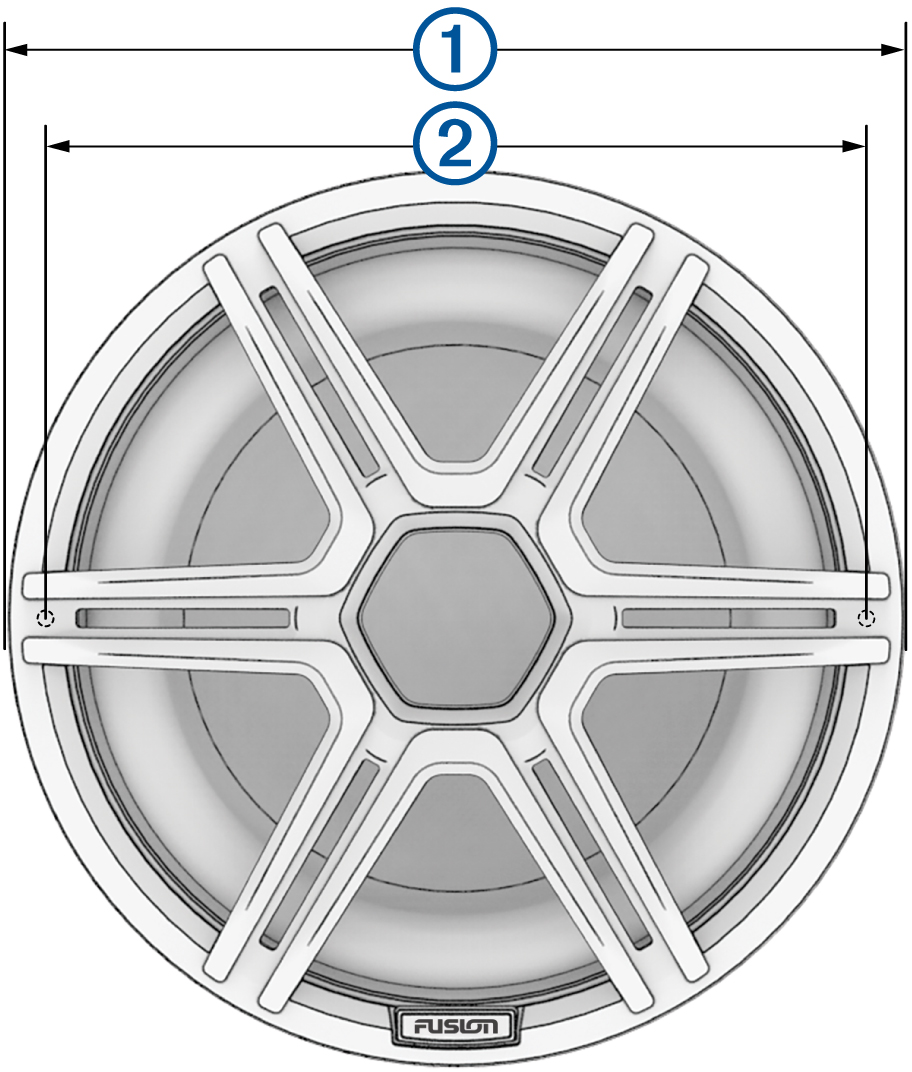 Front view of speaker with callouts