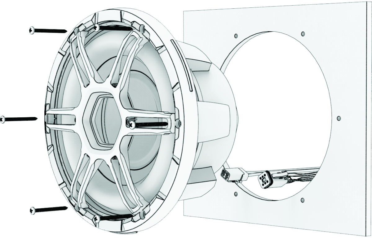 Exploded view of the speaker installation