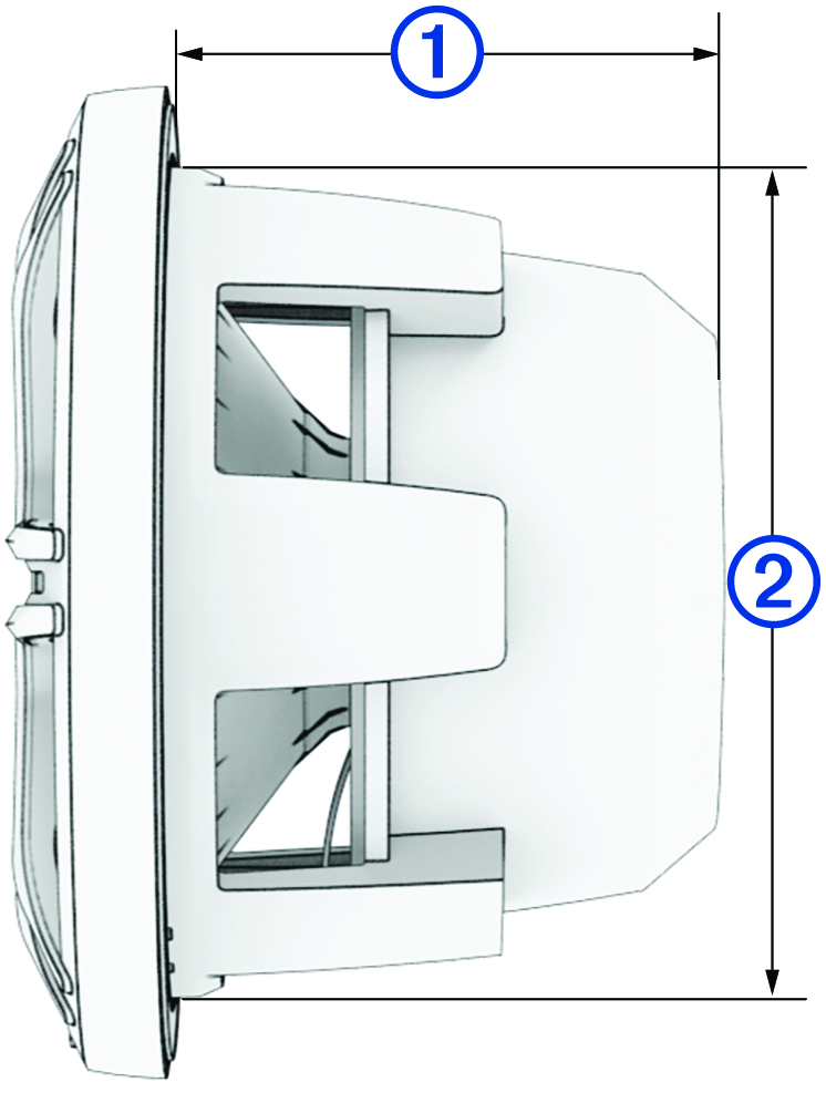 Side view of speaker with callouts